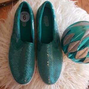 Coach sequin slip on sneakers